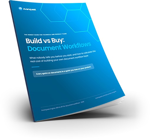 Cover of the Avanquest ebook "Build vs Buy: Document Workflows".