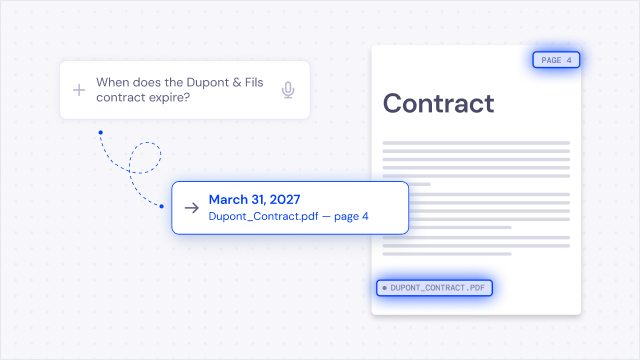 Question about when the Dupont & Fils contract expires, answered with March 31, 2027 and its source on page 4 of the PDF.